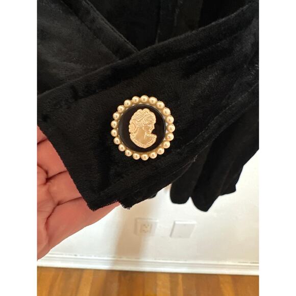 Lacy After Noon Velvet Cardigan L Black Cameo Whimsigoth Fairy Grunge Boho - Picture 10 of 16